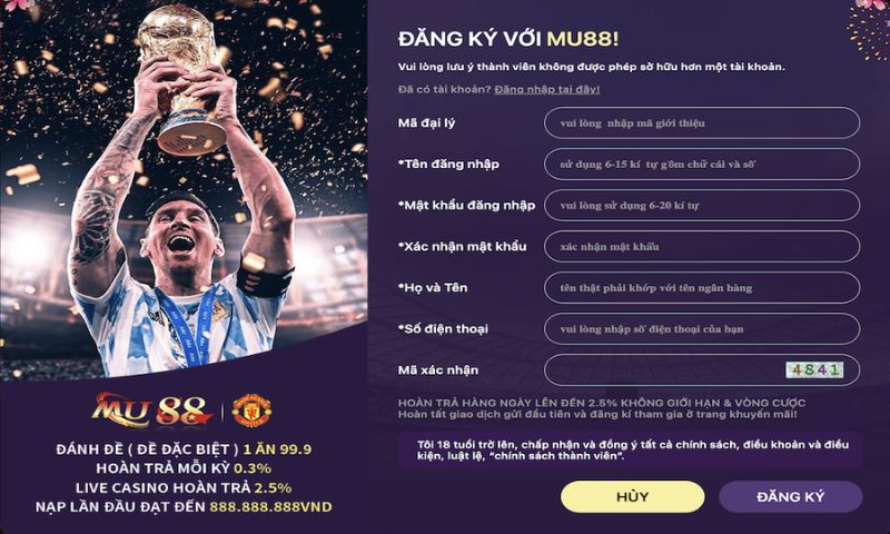 Cách đăng ký, đăng nhập Mu88